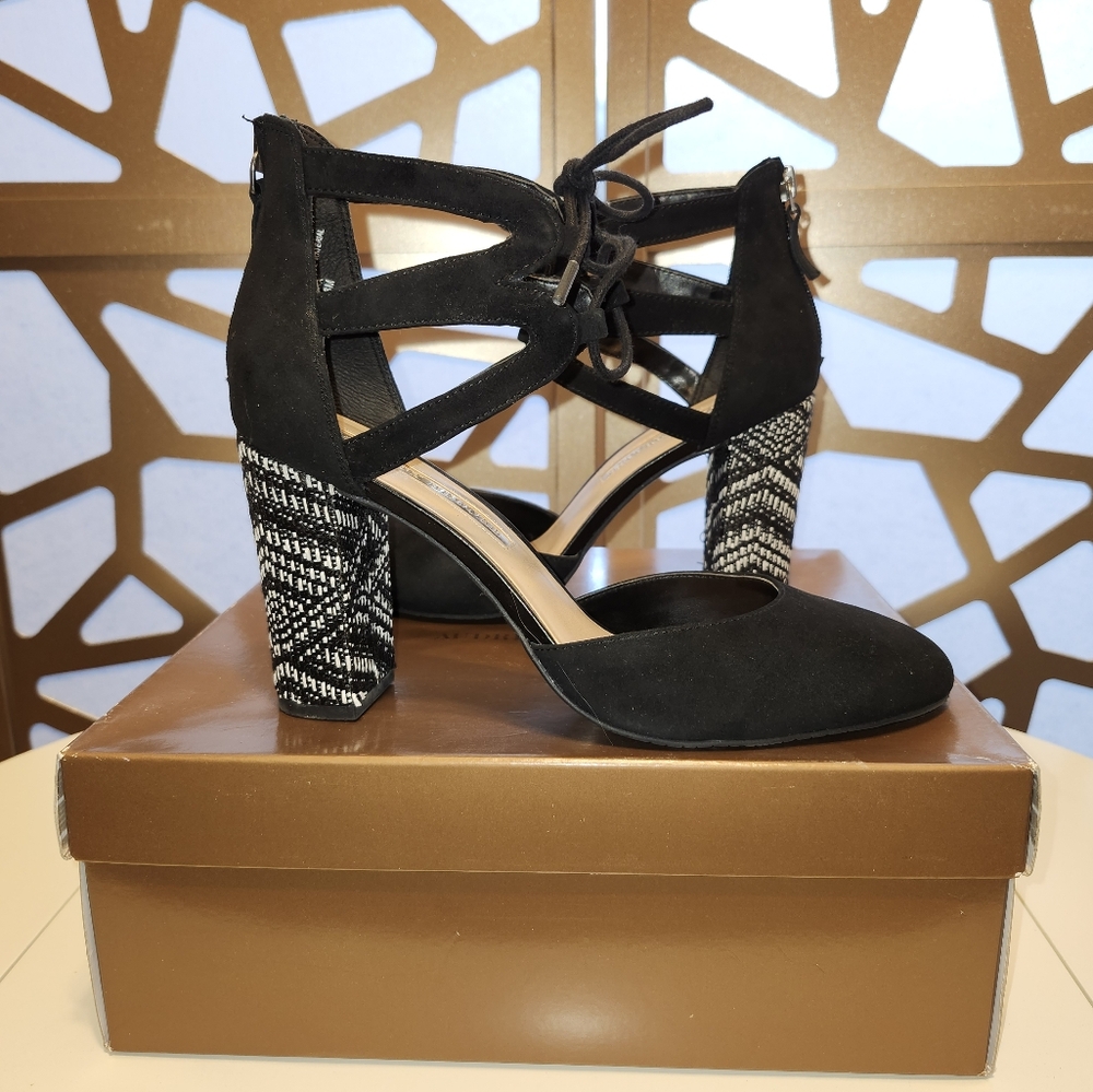 Audrey Brooke Black Leather Heels
